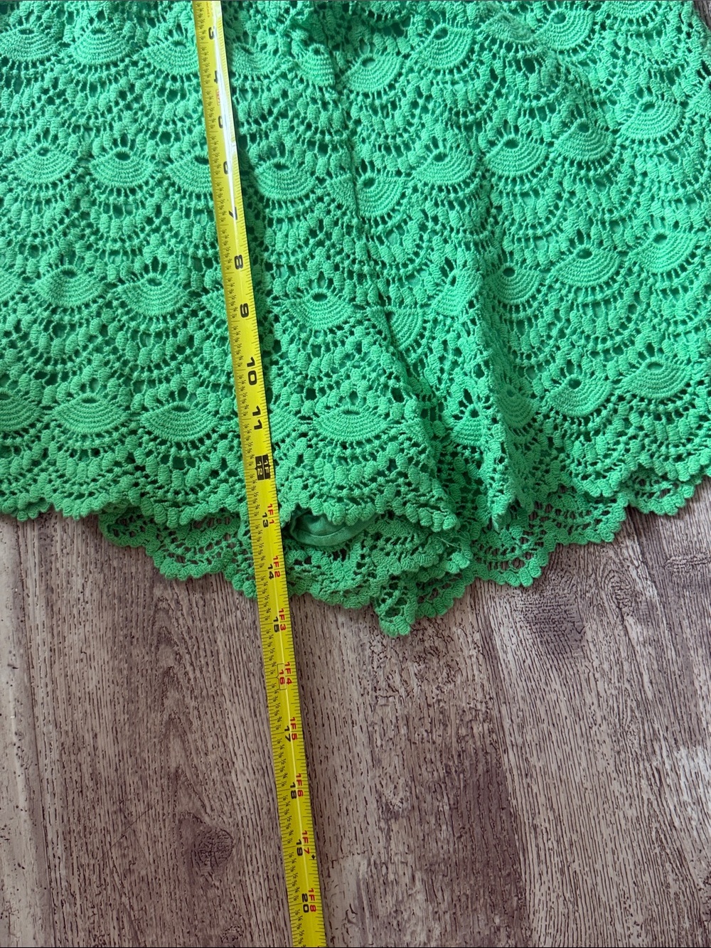 Gianni Bini Bright Green Crochet High-Waist Shorts - Picture 5 of 6